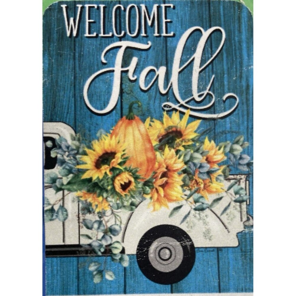 Welcome Fall House Flag Pick Up Truck Sunflower Pumpkin Farm Rustic Home Decor